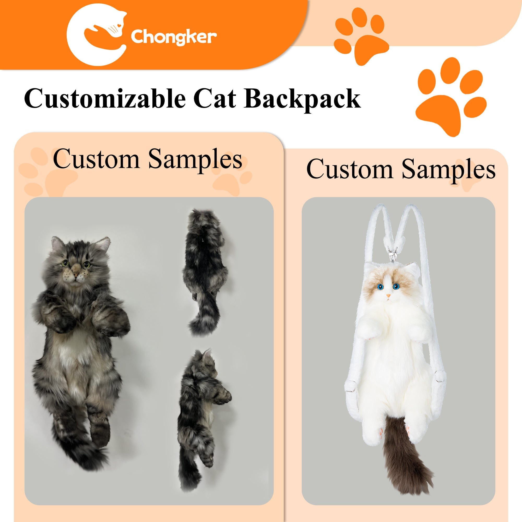 Custom Cat Plush Backpack from Photo – Personalized Pet Keepsake