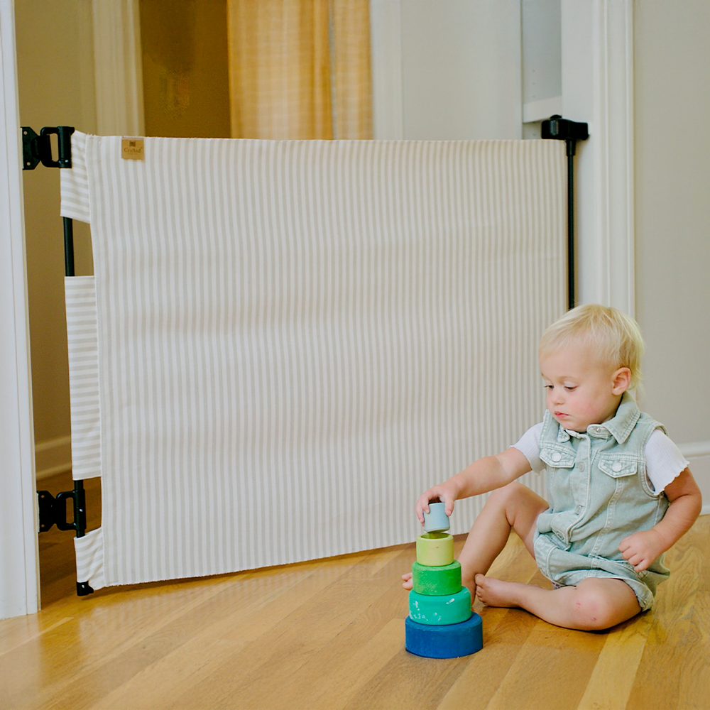Milliken® Fabric Baby & Pet Safety Gate – Indoor/Outdoor, Durable & Stylish | fit openings from 27.6" to 55" wide and stand 33"