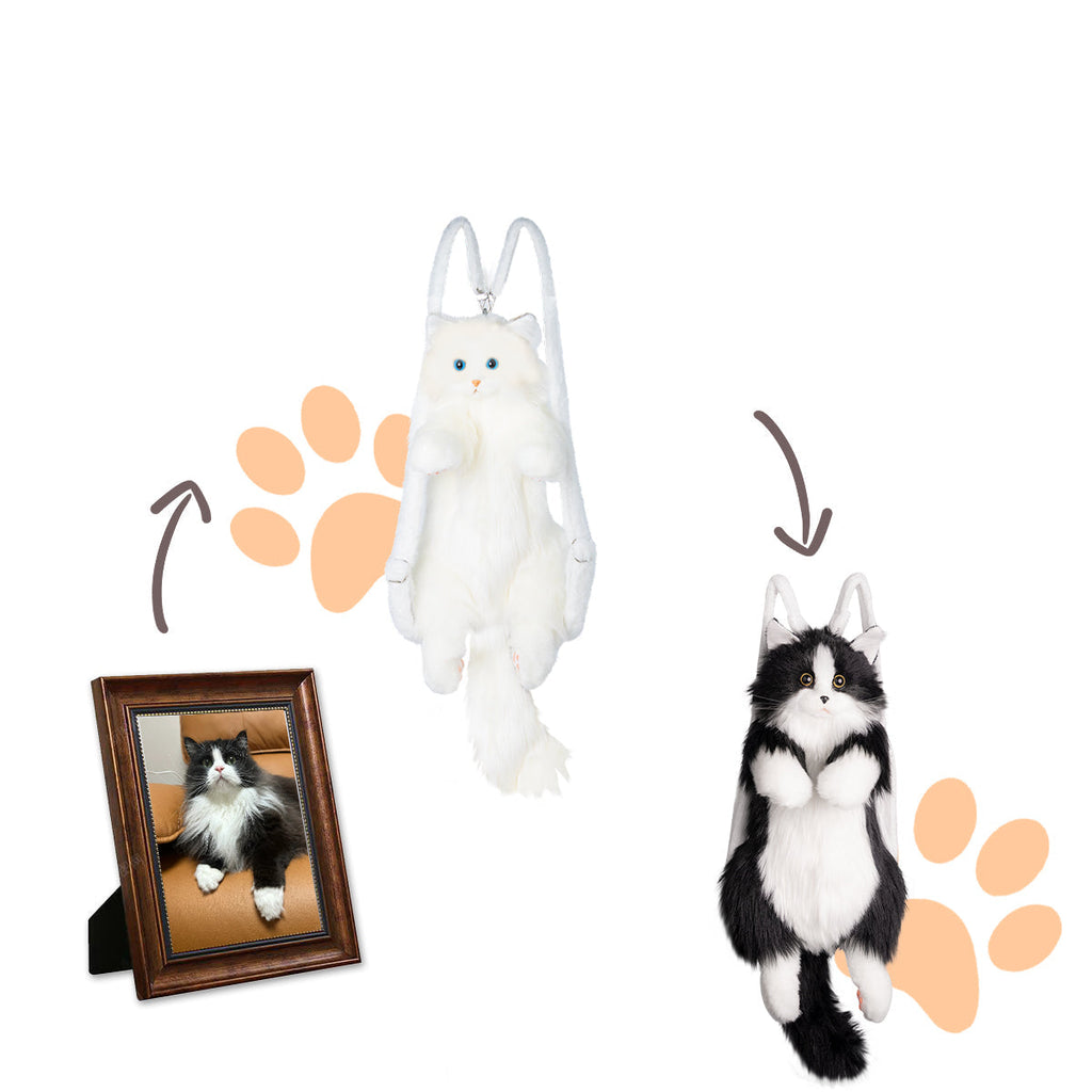 Custom Cat Plush Backpack from Photo – Personalized Pet Keepsake
