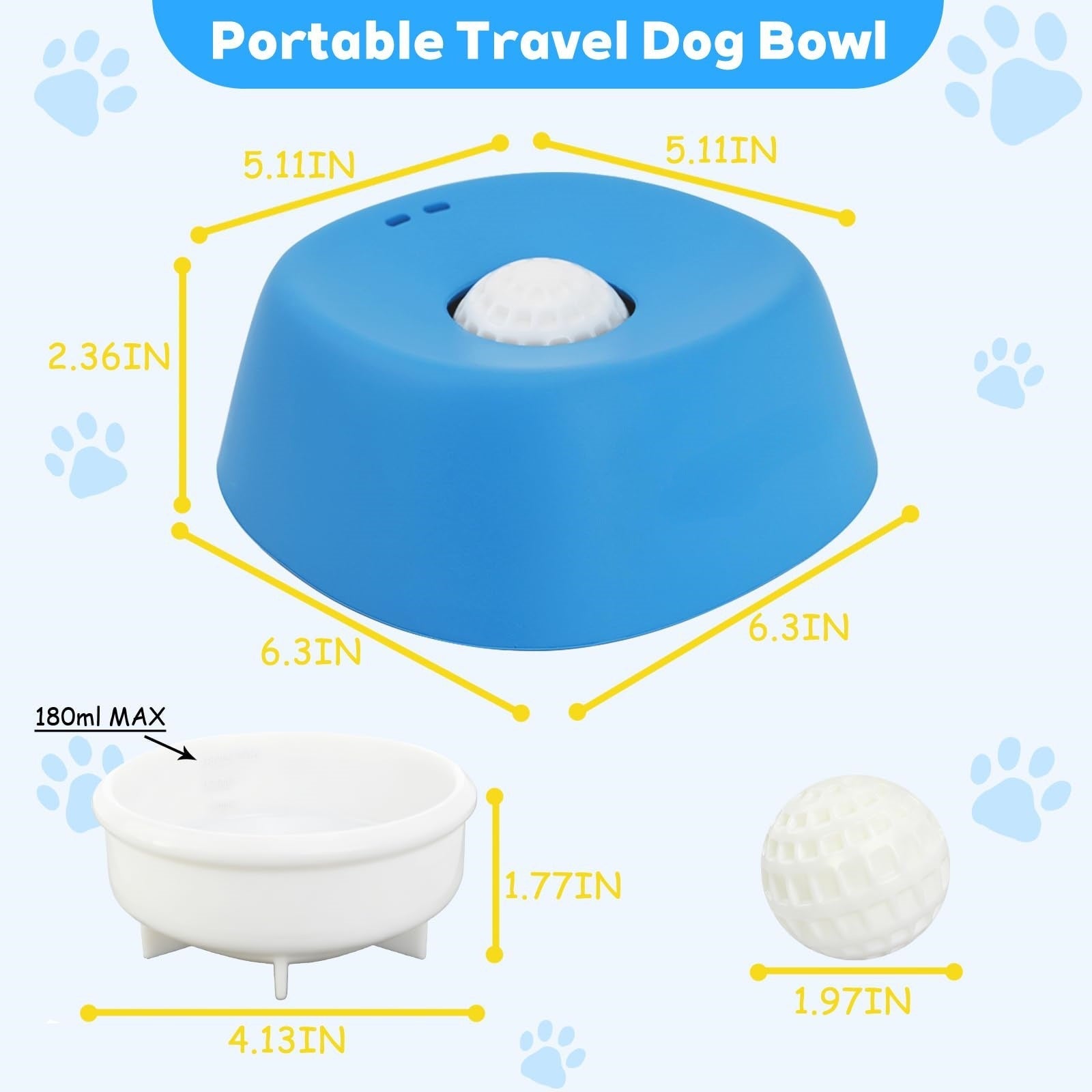 Pet Slow Feeder Non-Slip Spherical Dog Licking Bowl Anti-Choking Dog Bowl Lick Toy For Liquid Treats Bone Broth Yogurt