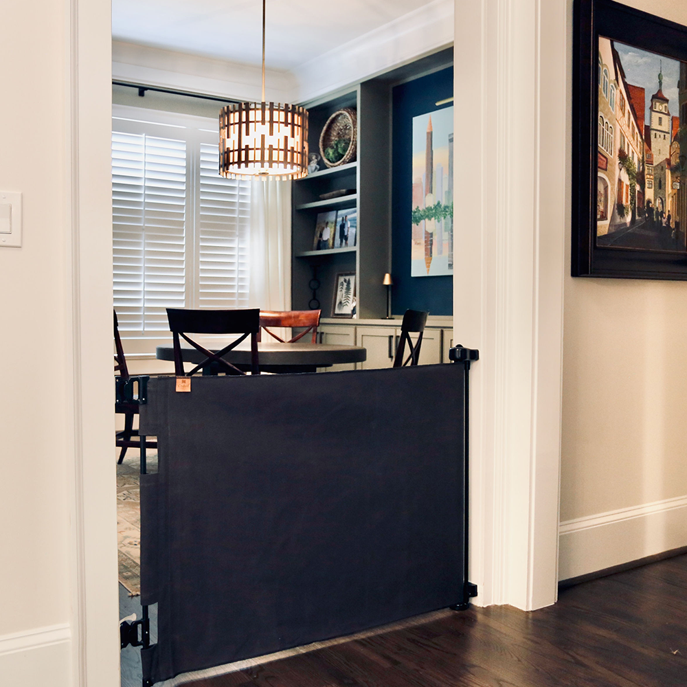 Oil Waxed Canvas Pet Safety Gate – Durable, Waterproof, Vintage-Inspired | fit openings from 27.6" to 55" wide and stand 33"