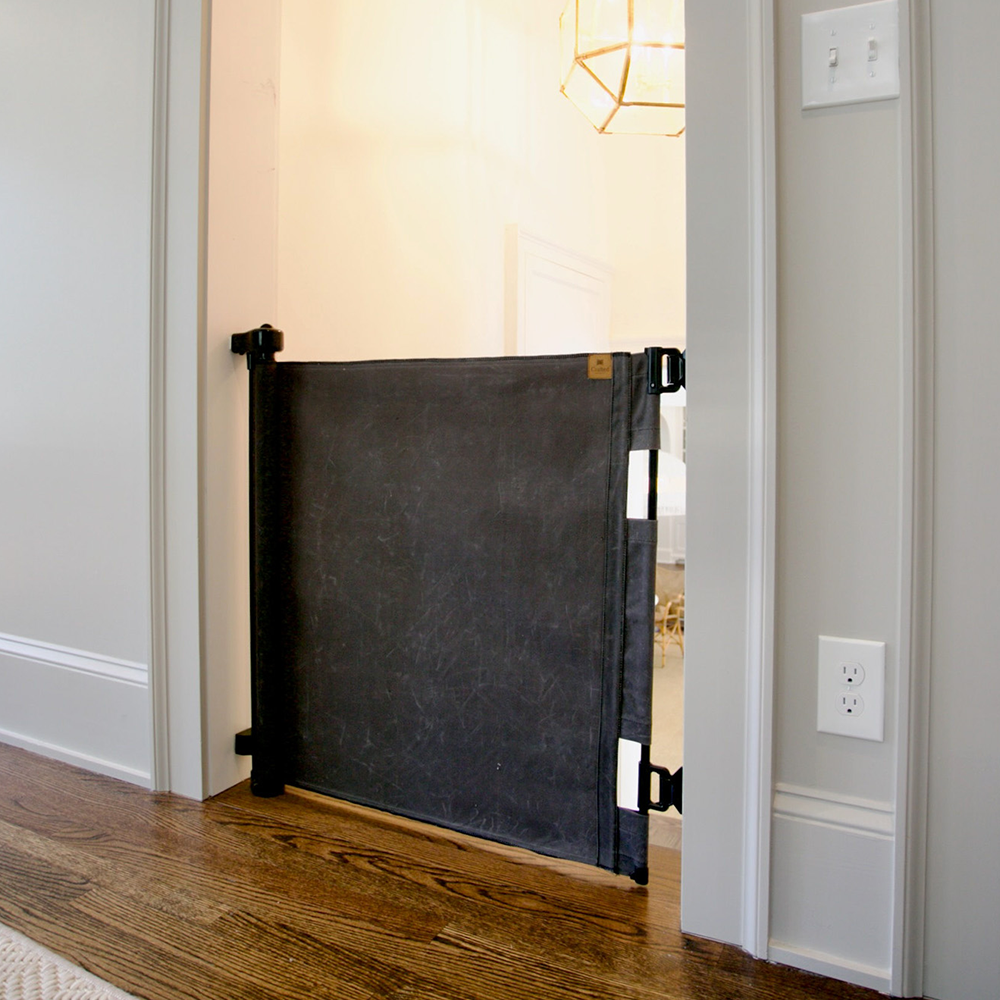 Oil Waxed Canvas Pet Safety Gate – Durable, Waterproof, Vintage-Inspired | fit openings from 27.6" to 55" wide and stand 33"