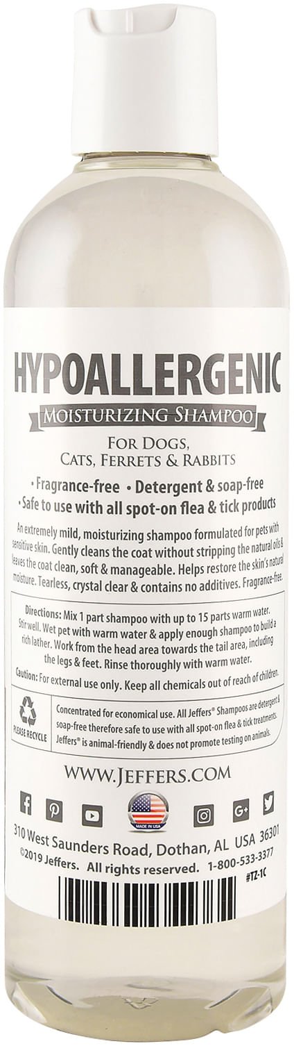 Jeffers Hypoallergenic Moisturizing Pet Shampoo for Sensitive Skin