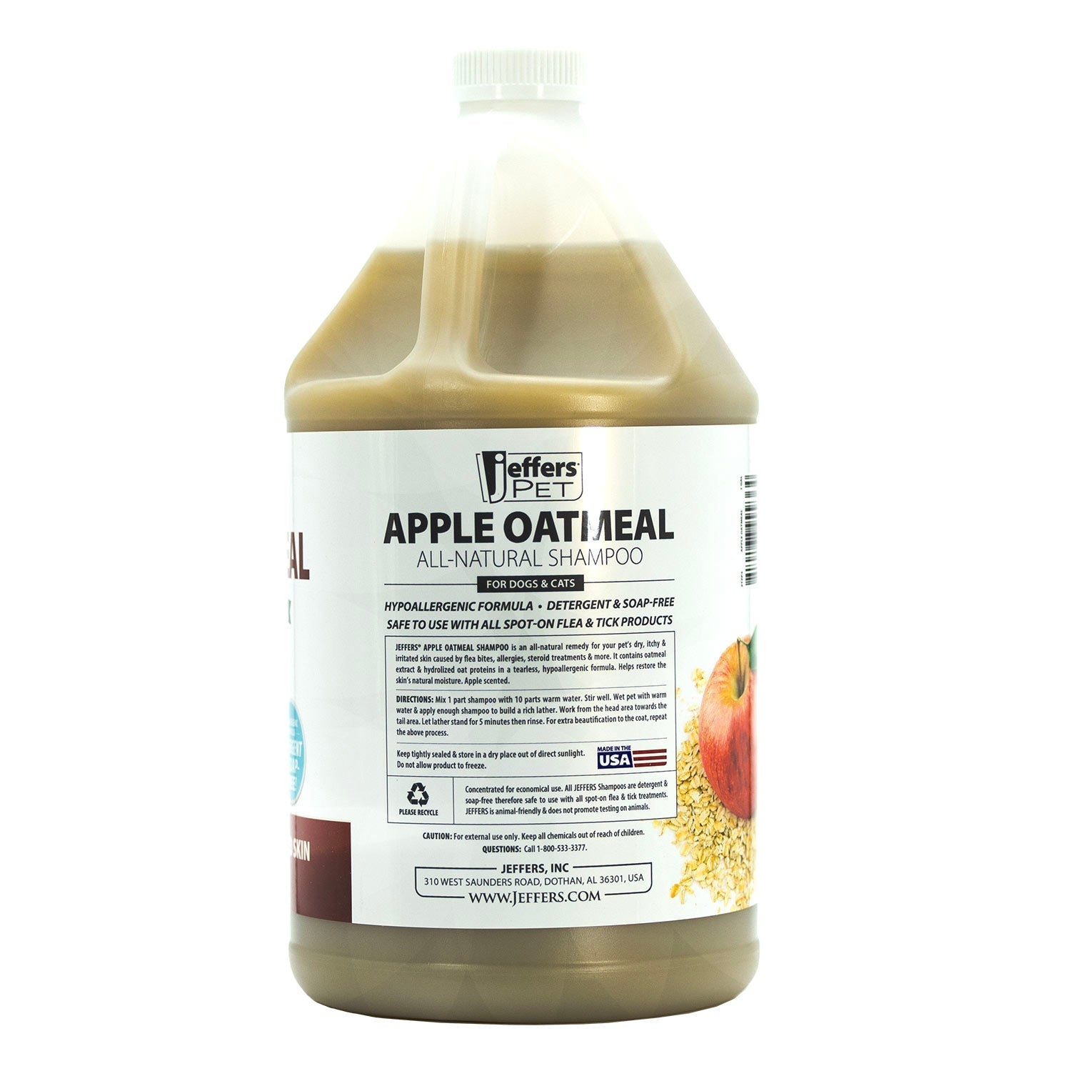 Jeffers Pet Apple Oatmeal All-Natural Hypoallergenic Dry Skin Shampoo for Dogs and Cats