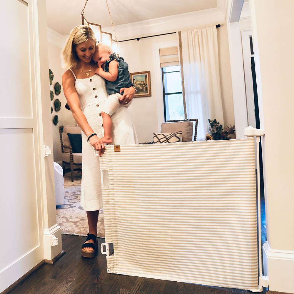 Milliken® Fabric Baby & Pet Safety Gate – Indoor/Outdoor, Durable & Stylish | fit openings from 27.6" to 55" wide and stand 33"