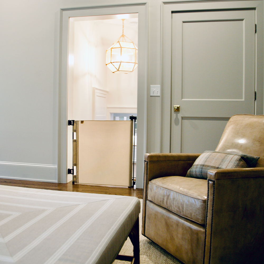 Oil Waxed Canvas Pet Safety Gate – Durable, Waterproof, Vintage-Inspired | fit openings from 27.6" to 55" wide and stand 33"