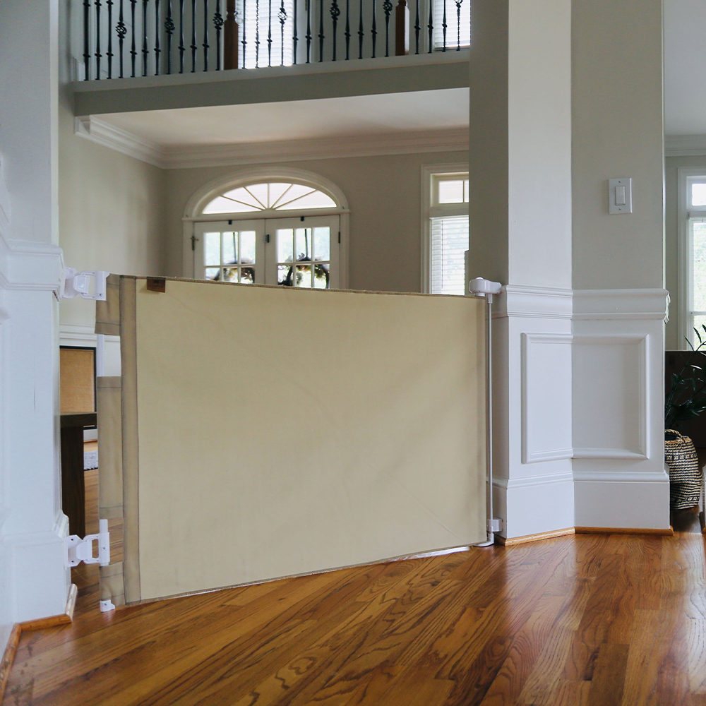 Oil Waxed Canvas Pet Safety Gate – Durable, Waterproof, Vintage-Inspired | fit openings from 27.6" to 55" wide and stand 33"