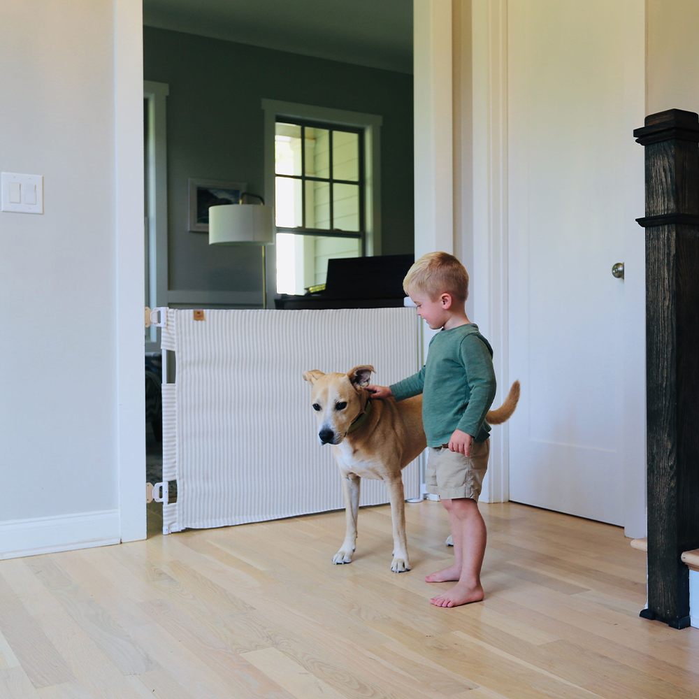 Milliken® Fabric Baby & Pet Safety Gate – Indoor/Outdoor, Durable & Stylish | fit openings from 27.6" to 55" wide and stand 33"